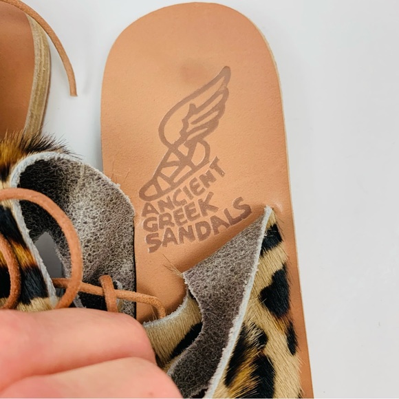 Ancient Greek Sandals Antigone LeopardPrint Pony hair Lace up sandal - Picture 12 of 15